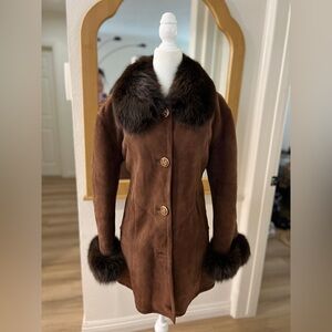 My grandmas vintage leather fur coat